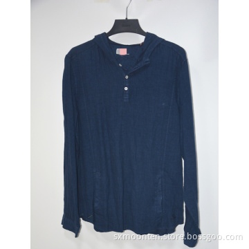 Sommer Leinen Langarm Strand Shirts